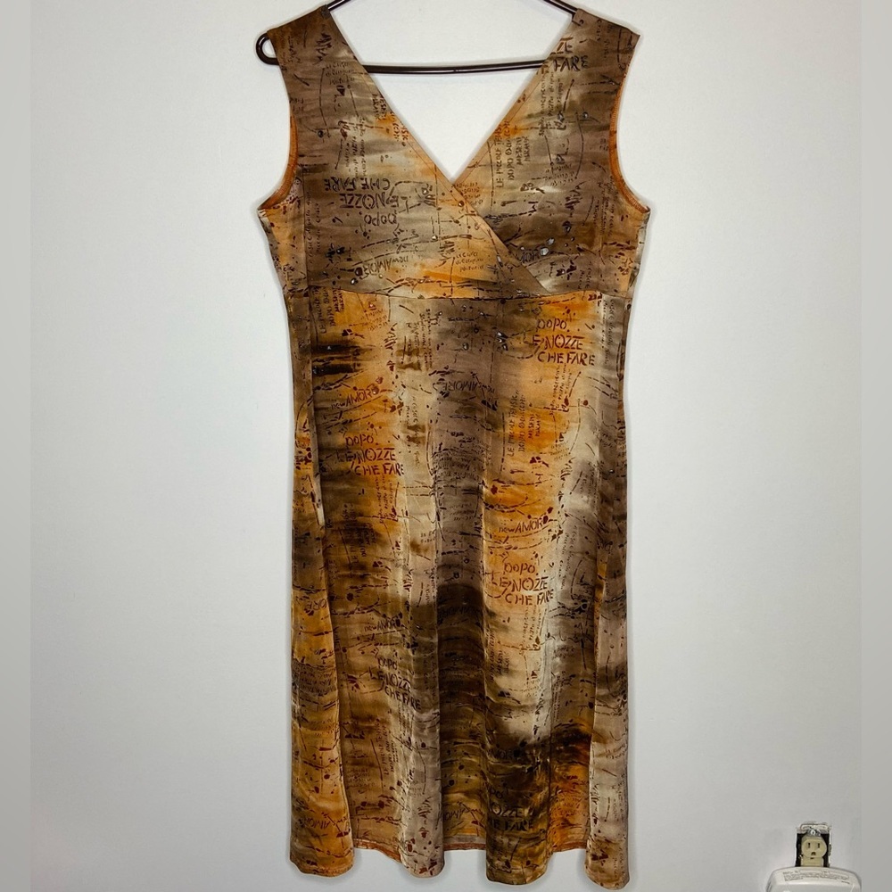 Island Girl Brown and Tan Sleeveless Cover Up Size L Packable